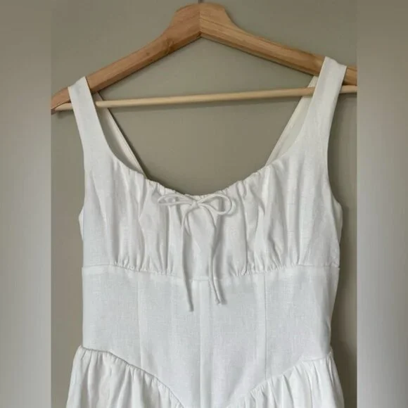 NEW Reformation Balia Linen Sleeveless Midi Dress in White | US 4 UK 8 - Picture 11 of 16